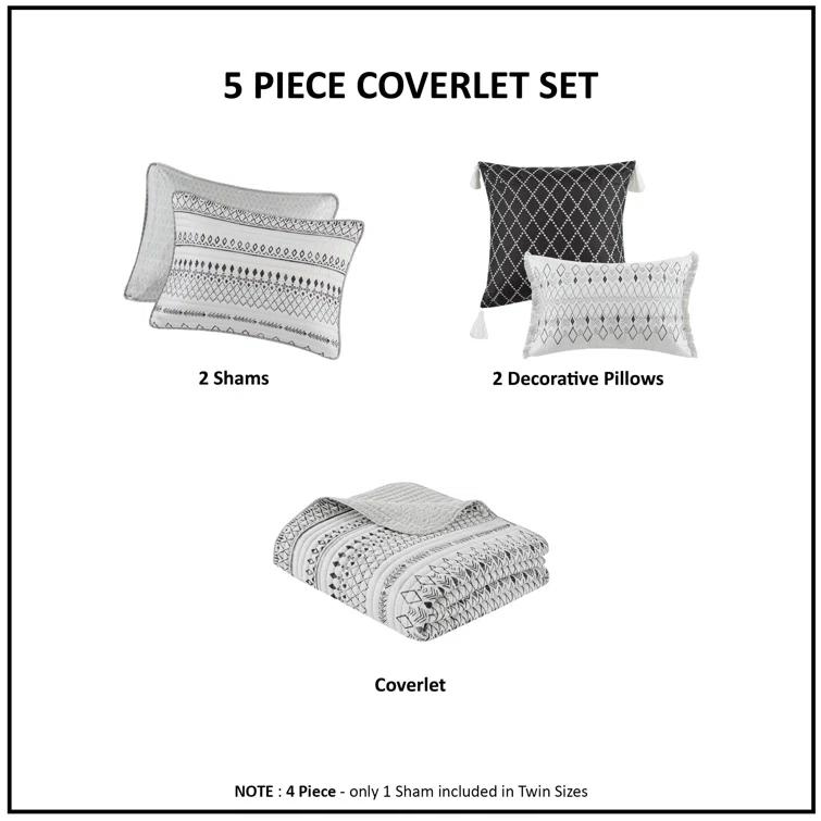 Madison Park Fraser 3 Piece Printed Seersucker Quilt Set
