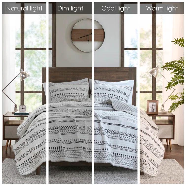 Madison Park Fraser 3 Piece Printed Seersucker Quilt Set