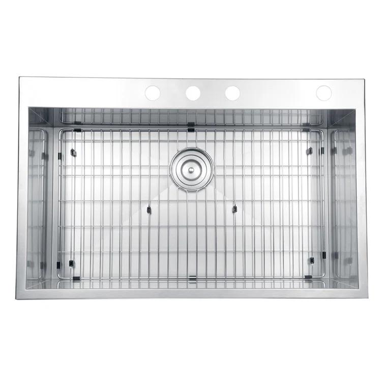 Ruvati 33 x 22 inch Drop-in Topmount Zero Radius Stainless Steel Kitchen Sink Single Bowl - 4 holes