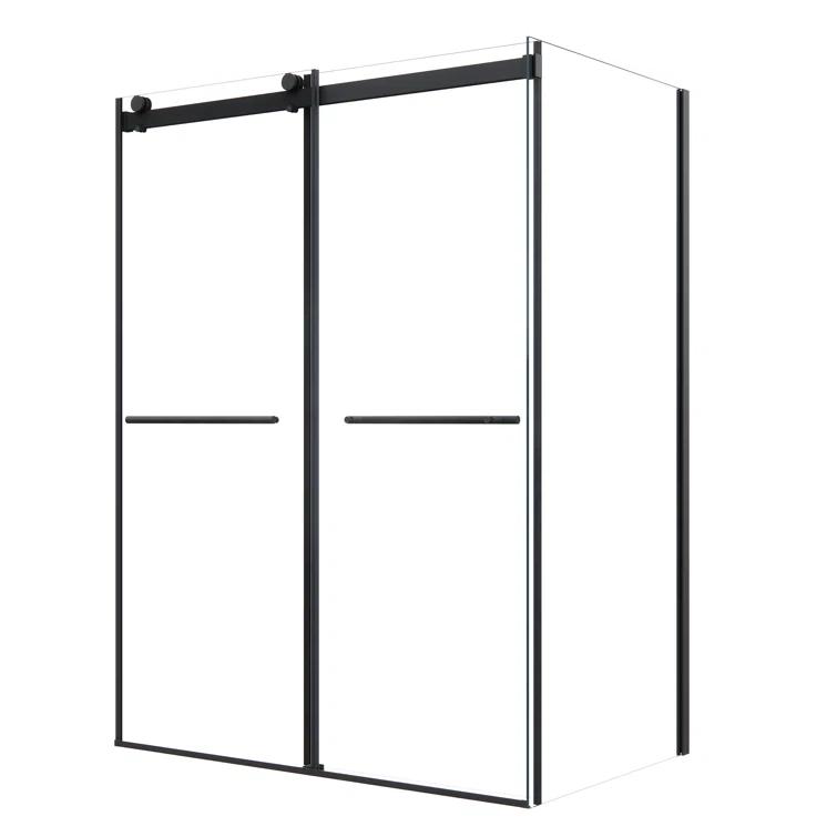 Altair SD80756-36P-MB Belizzi 56" W x 76" H By Pass Frameless Exposed RollerShower Enclosure with Clear Glass