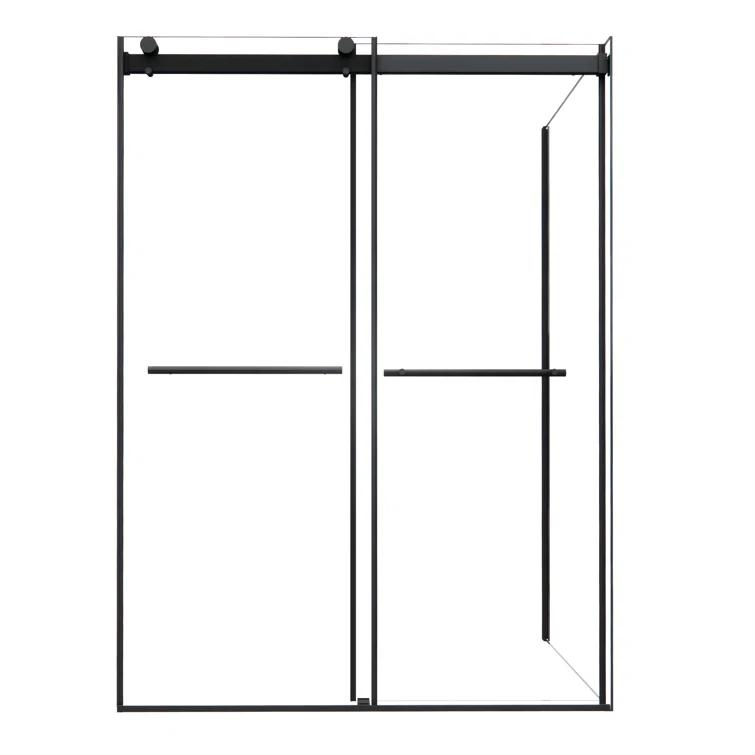 Altair SD80756-36P-MB Belizzi 56" W x 76" H By Pass Frameless Exposed RollerShower Enclosure with Clear Glass