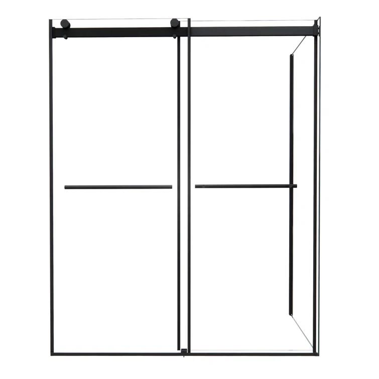 Altair SD80760-36P-MB Belizzi 60" W x 76" H By Pass Frameless Exposed Roller Shower Enclosure with Clear Glass