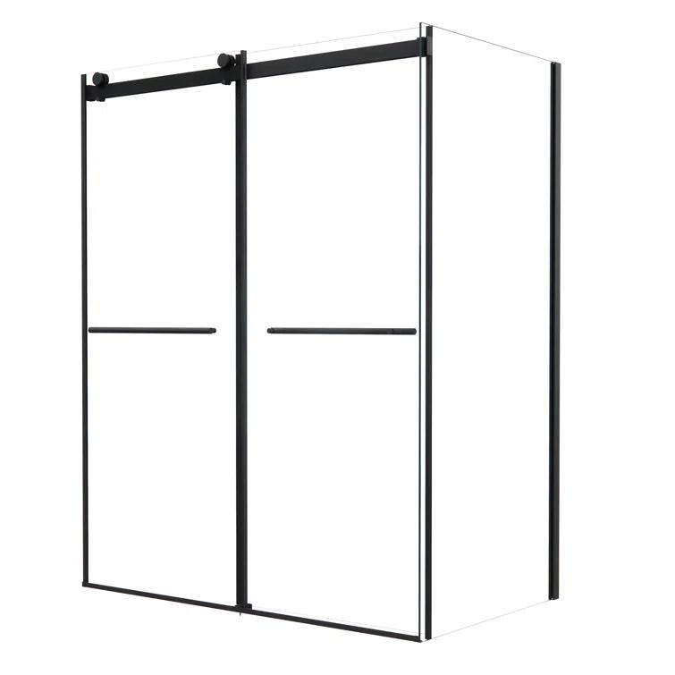 Altair SD80760-36P-MB Belizzi 60" W x 76" H By Pass Frameless Exposed Roller Shower Enclosure with Clear Glass