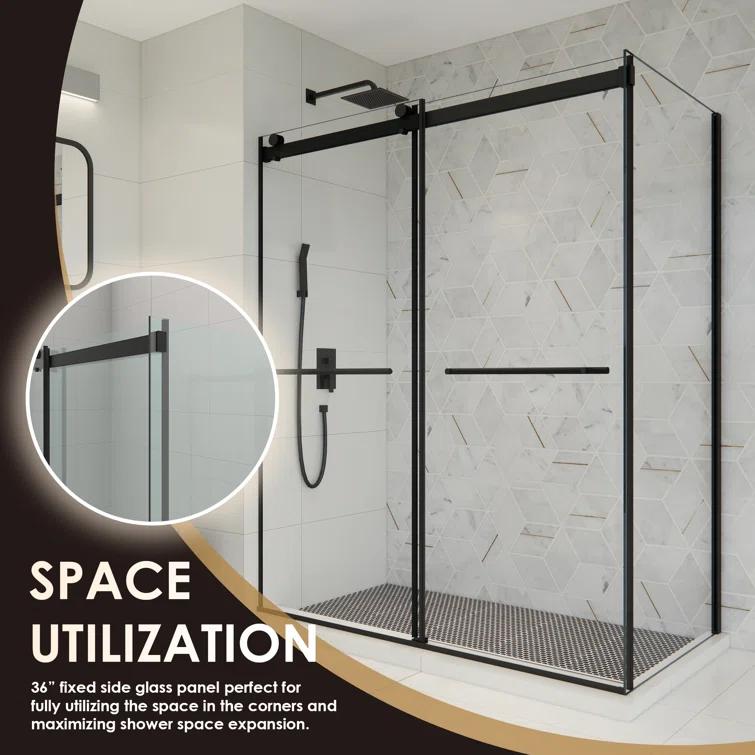 Altair SD80760-36P-MB Belizzi 60" W x 76" H By Pass Frameless Exposed Roller Shower Enclosure with Clear Glass
