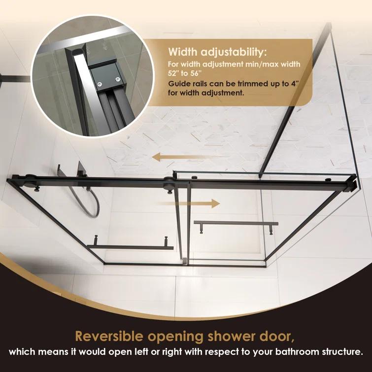 Altair SD80756-36P-MB Belizzi 56" W x 76" H By Pass Frameless Exposed RollerShower Enclosure with Clear Glass