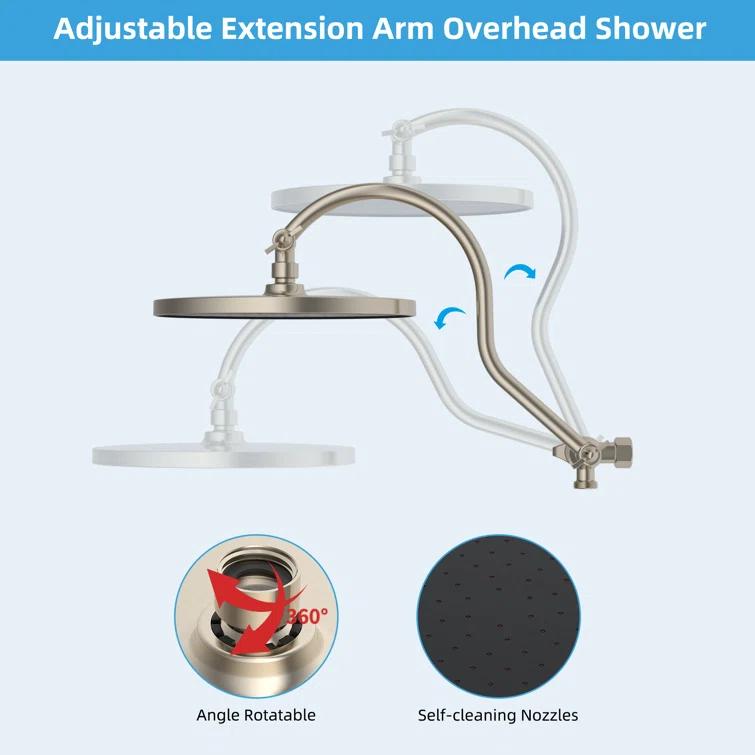 Self-cleaning 10" High Pressure Rainfall Shower Head with Hand Sprayer