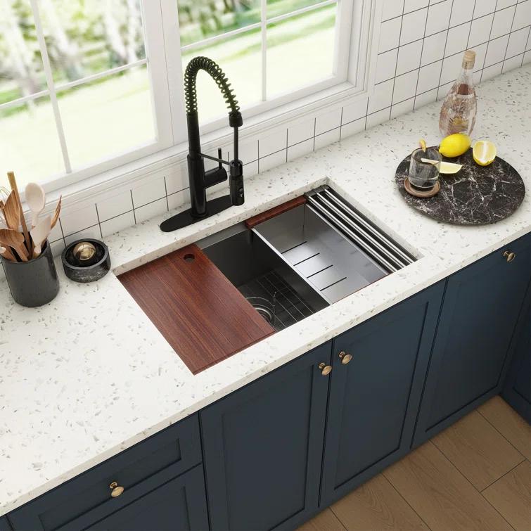 CASAINC 30" L X 19" W Single Bowl Stainless Steel Undermount Kitchen Sink With Faucet