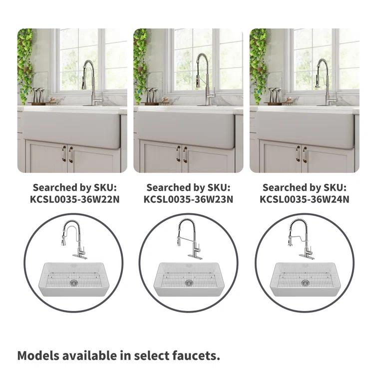 CASAINC Single Bowl White Fireclay Farmhouse Kitchen Sink With Faucet Included