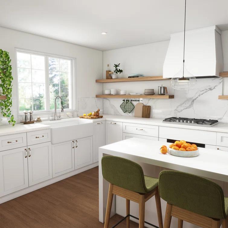 CASAINC Single Bowl White Fireclay Farmhouse Kitchen Sink With Faucet Included