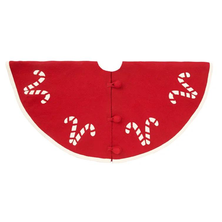 Handmade Christmas Tree Skirt in Felt - Candy Canes - 60"
