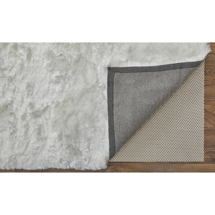 Freya Plush Shag Area Rug with Metallic Sheen, Bright White, 7ft-6in x 9ft-6in