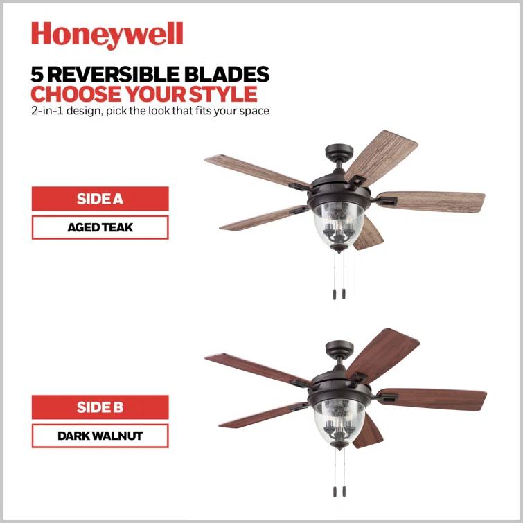 52" Glencrest 5 - Blade Standard Ceiling Fan with Pull Chain and Light Kit Included