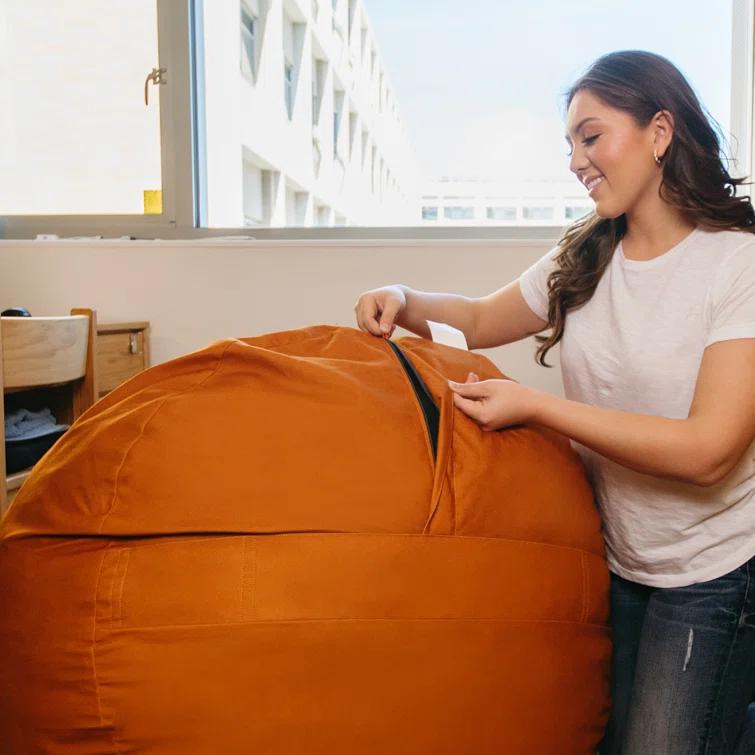 Big Joe Medium 3 Foot Foam Filled Bean Bag Chair with Soft Removeable Cover