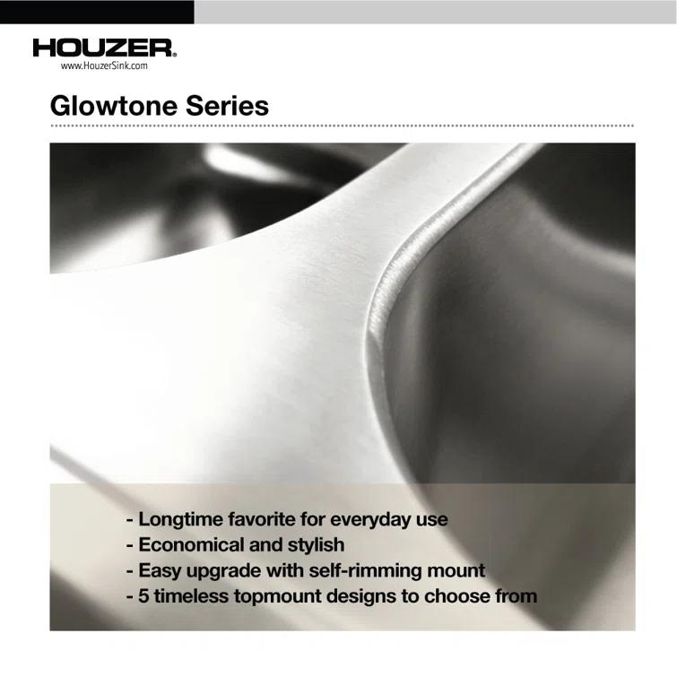 Glowtone 33'' L Drop-In Double Bowl Stainless Steel Kitchen Sink