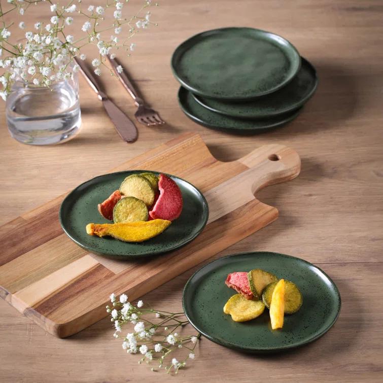 Porto Brasil Matte Black 6.1'' Stoneware Bread And Butter Plate (Set of 6)
