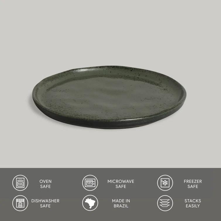 Porto Brasil Matte Black 6.1'' Stoneware Bread And Butter Plate (Set of 6)