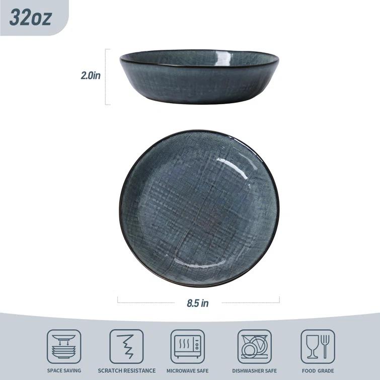 Esma Stoneware 32 Oz Large Pasta Bowl (Set of 4)