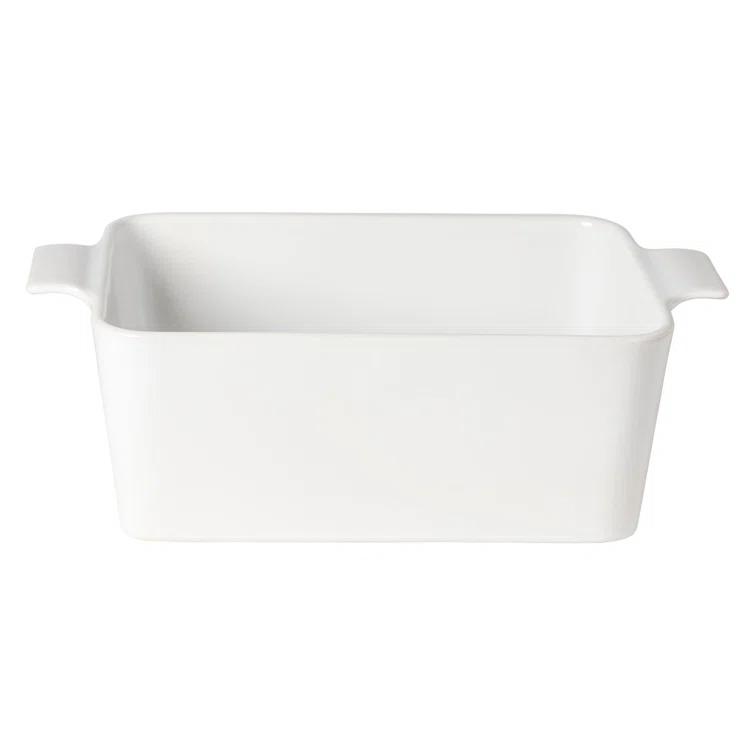 White Rectangular Bread Box with Oak Wood Lid