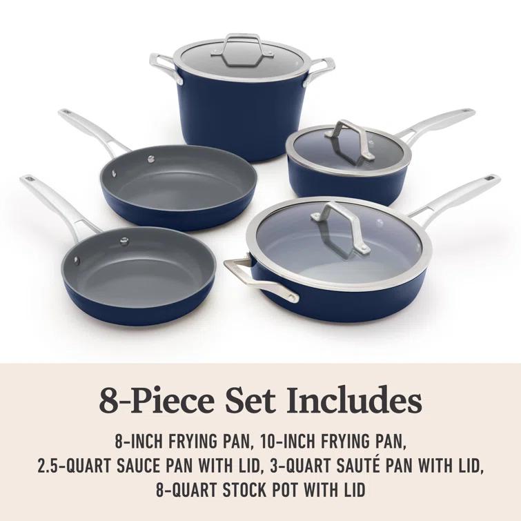 Calphalon Calphalon Premier Ceramic Nonstick 8-Piece Cookware Set, Midnight Blue