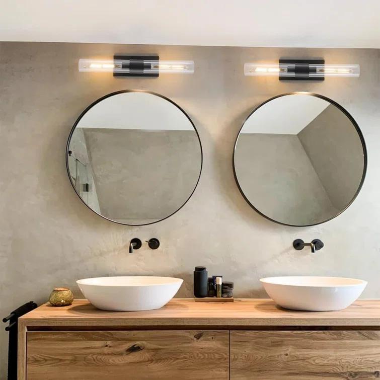 Mailus Wall Sconces, 22.8" Industrial-Chic Dual Glass Cylinder Wall Sconce(Set of 2)