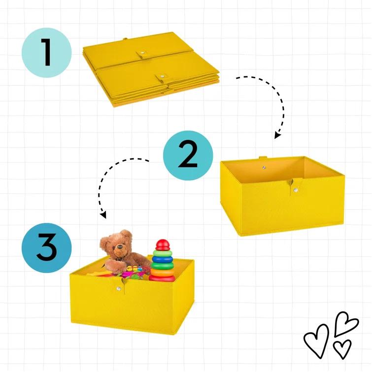 RiverRidge Home RiverRidge Kids 2pc 5" Fabric Collapsible Storage Cube Organizers for Playroom Organization (Set of 2)