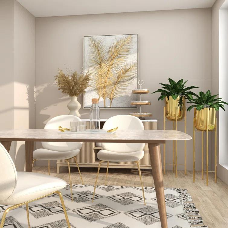 CosmoLiving by Cosmopolitan 2 - Piece Silver Metal Tall Indoor Outdoor Dome Indoor Outdoor Planter with Removable Stand Set