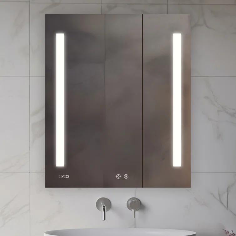 AQUADOM AQUADOM Signature Royale LED Medicine Cabinet with Defogger, Electrical Outlets, Digital Clock, Dimmer, Adjustable LED 3X Magnifying Mirror