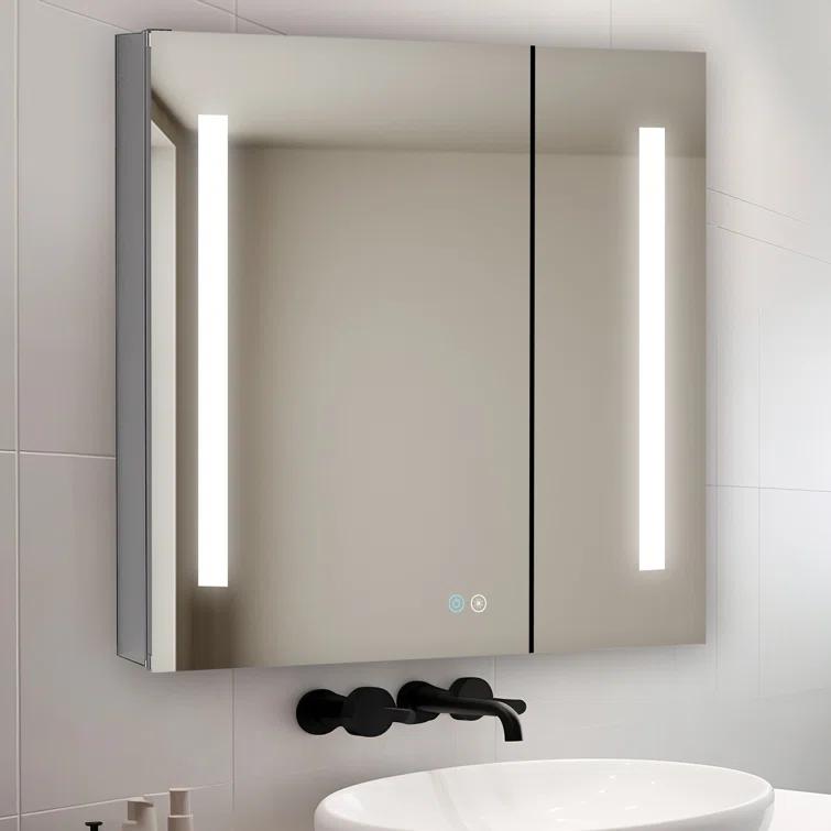 AQUADOM AQUADOM Signature Royale LED Medicine Cabinet with Defogger, Electrical Outlets, Digital Clock, Dimmer, Adjustable LED 3X Magnifying Mirror