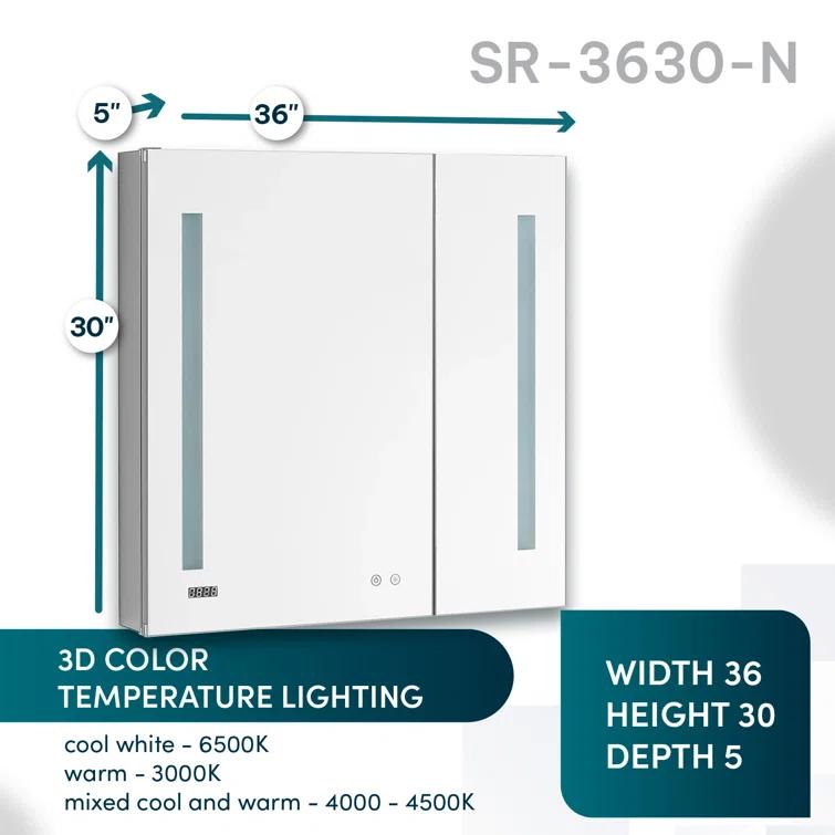 AQUADOM AQUADOM Signature Royale LED Medicine Cabinet with Defogger, Electrical Outlets, Digital Clock, Dimmer, Adjustable LED 3X Magnifying Mirror