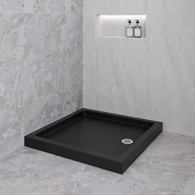 Streamline Bath NT-2151-36BL-RH Streamline NT-2151-36BL-RH 36 in. x 36 in. Corner Acrylic Shower Base in Glossy Black with Right Hand Drain, Drain Included