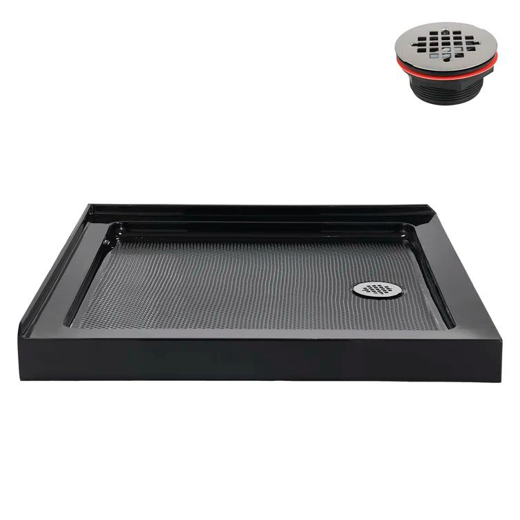 Streamline Bath NT-2151-36BL-RH Streamline NT-2151-36BL-RH 36 in. x 36 in. Corner Acrylic Shower Base in Glossy Black with Right Hand Drain, Drain Included