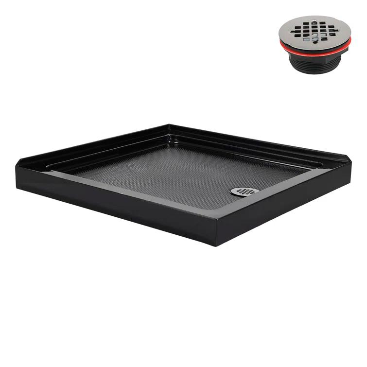 Streamline Bath NT-2151-36BL-RH Streamline NT-2151-36BL-RH 36 in. x 36 in. Corner Acrylic Shower Base in Glossy Black with Right Hand Drain, Drain Included