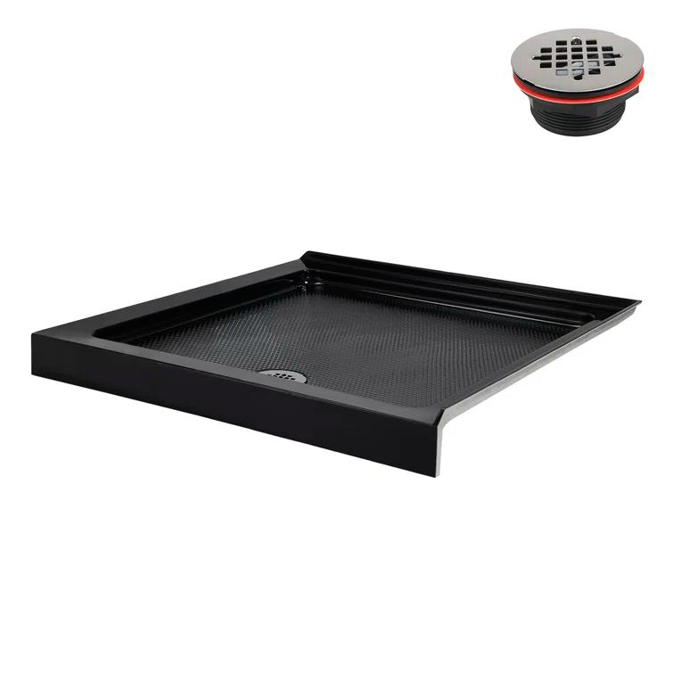 Streamline Bath NT-2151-36BL-RH Streamline NT-2151-36BL-RH 36 in. x 36 in. Corner Acrylic Shower Base in Glossy Black with Right Hand Drain, Drain Included