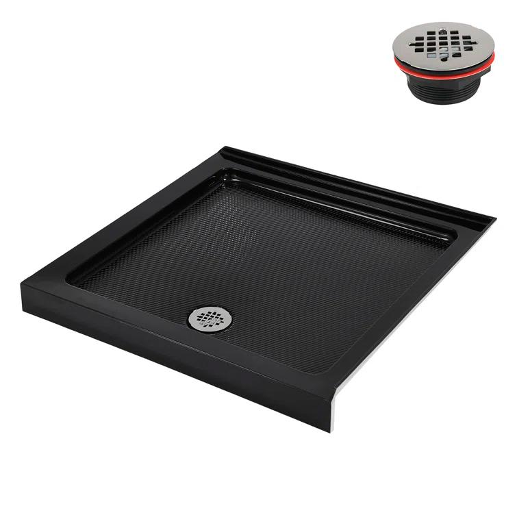 Streamline Bath NT-2151-36BL-RH Streamline NT-2151-36BL-RH 36 in. x 36 in. Corner Acrylic Shower Base in Glossy Black with Right Hand Drain, Drain Included