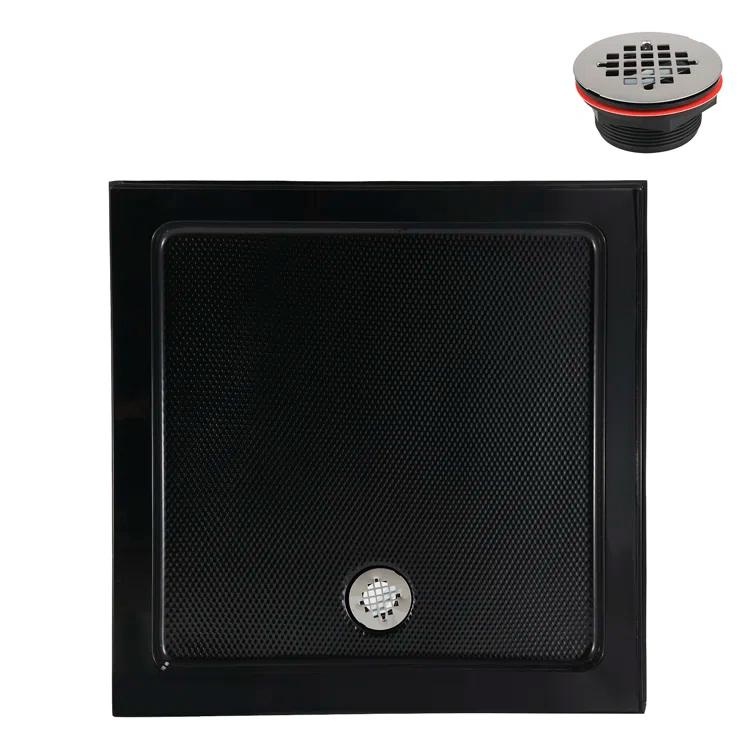 Streamline Bath NT-2151-36BL-RH Streamline NT-2151-36BL-RH 36 in. x 36 in. Corner Acrylic Shower Base in Glossy Black with Right Hand Drain, Drain Included