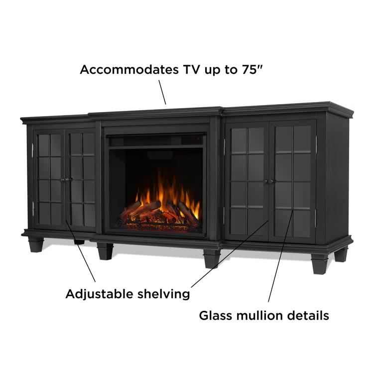 Marlowe 70" Electric Fireplace TV Stand in Black by Real Flame