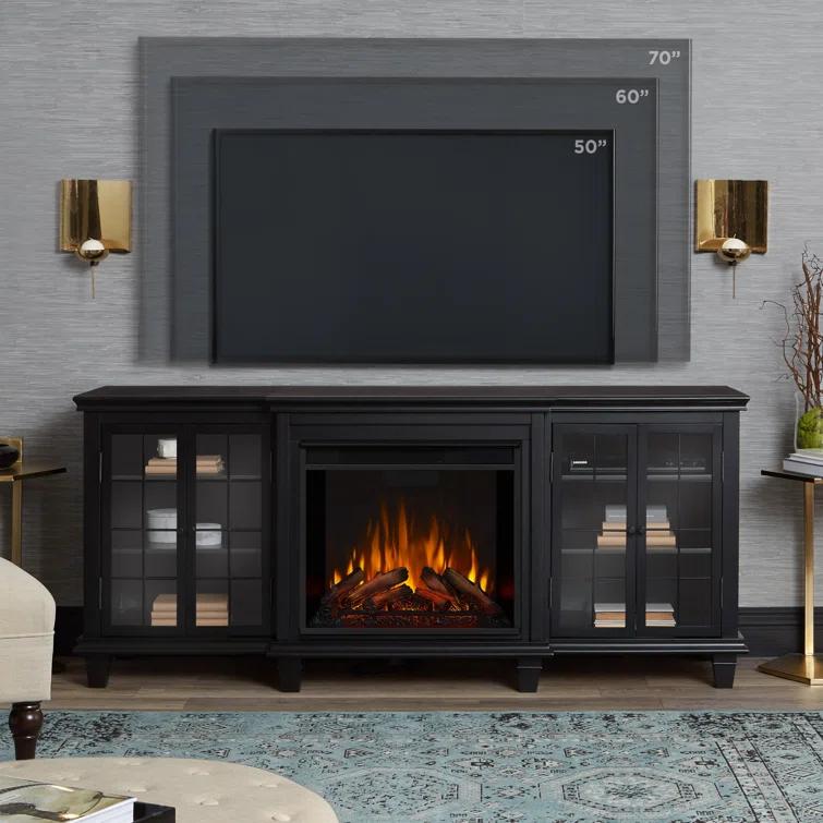Marlowe 70" Electric Fireplace TV Stand in Black by Real Flame