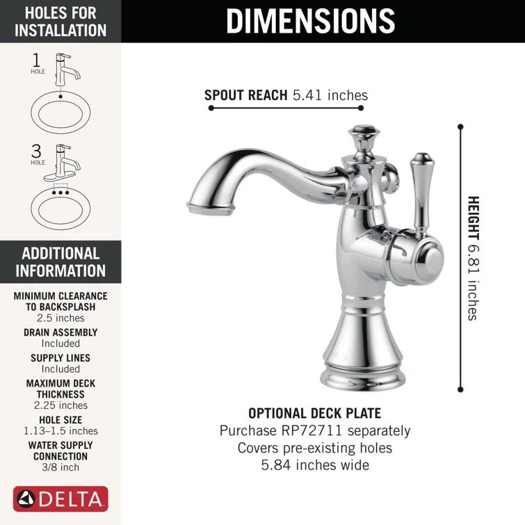 Cassidy™ Single Hole Bathroom Faucet with Drain Assembly