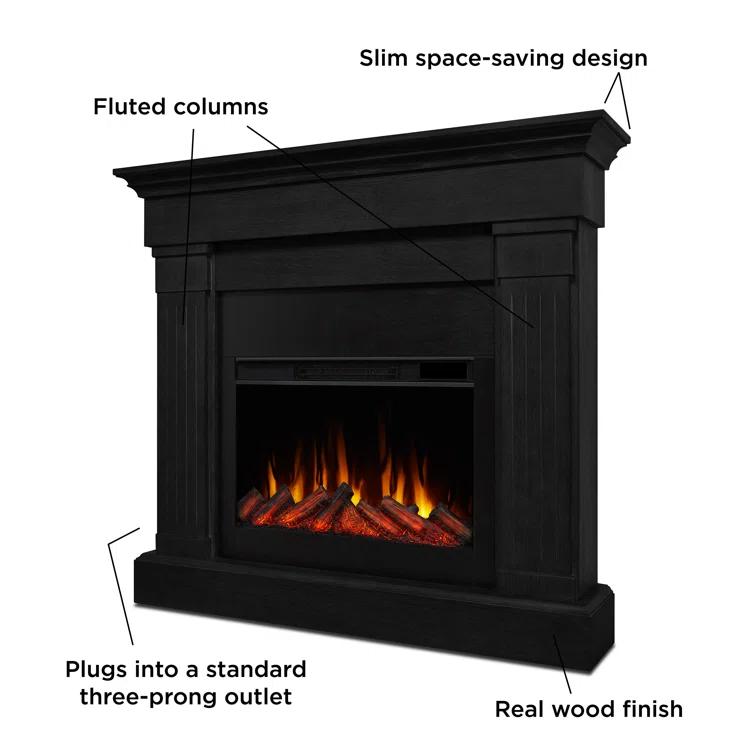 Crawford 48" Slim Electric Fireplace in Black by Real Flame