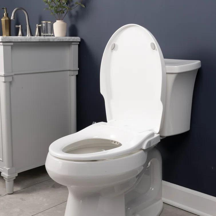 Bio Bidet by BEMIS Slim Zero Round Bidet Toilet Seat, Non-Electric, Dual Nozzles, Slow Close Lid and Night Light SLIMZEROR 000
