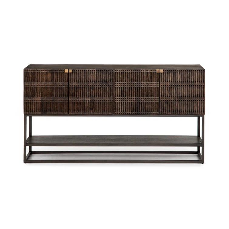 Carved Mango Wood Media Console (56")