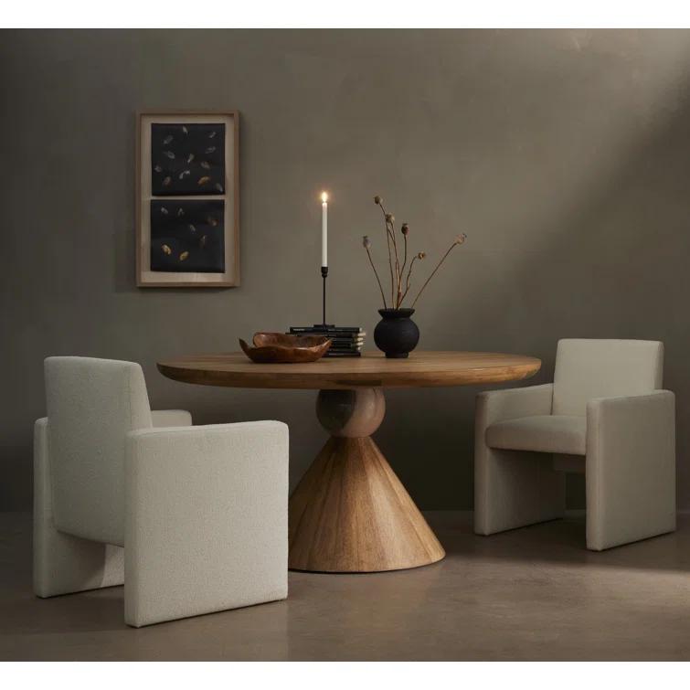 Jasmine Round Dining Table - Natural/Blush Marble