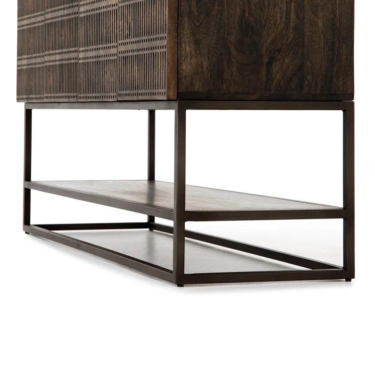 Carved Mango Wood Media Console (56")