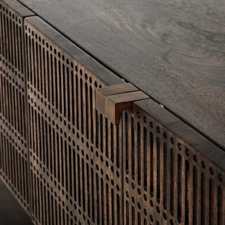 Carved Mango Wood Media Console (56")