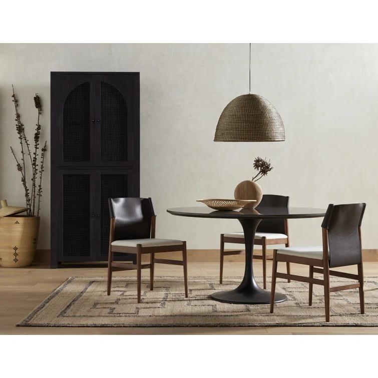 Powell 55" Black Marble and Iron Round Dining Table