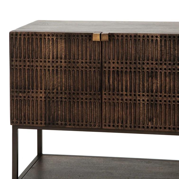 Carved Mango Wood Media Console (56")