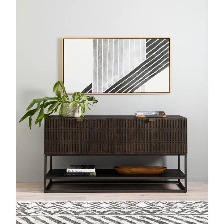 Carved Mango Wood Media Console (56")