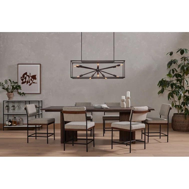 Gray Linen Upholstered Metal Side Chair