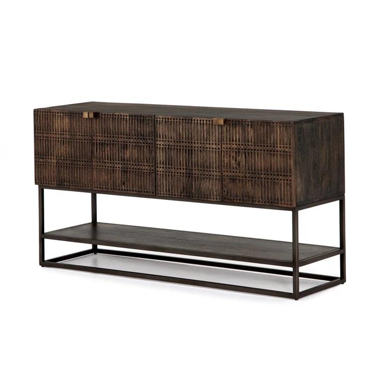 Carved Mango Wood Media Console (56")