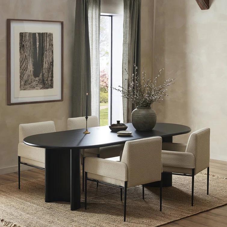 Crescent Mid-Century Modern Oval Sandy Acacia Dining Table